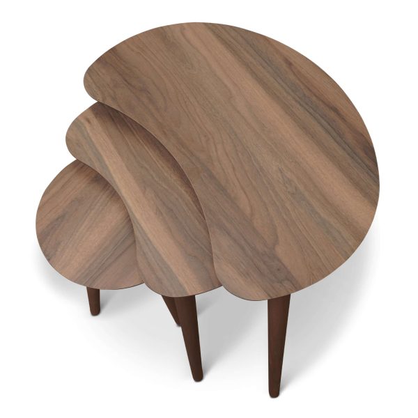 Moon Mid-Century Modern Walnut Nesting Table