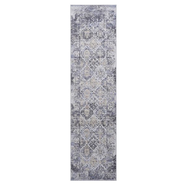 Payas Grey - Blue Runner Rug Size 2'2'' x 8'