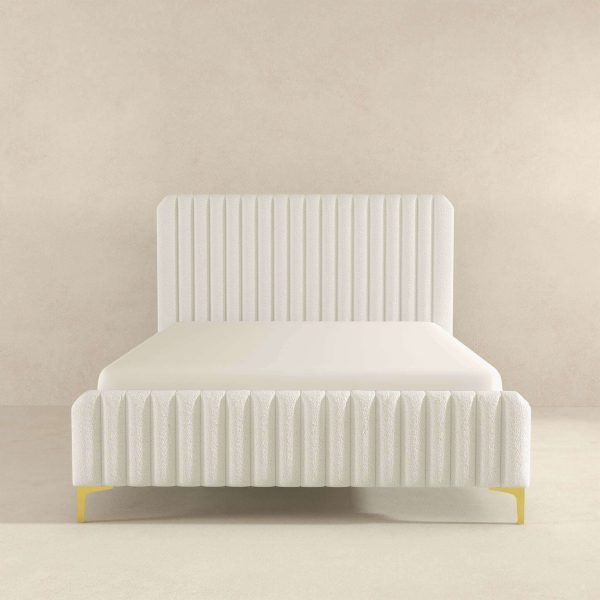 Valery Queen // King Size Cream Boucle Platform Bed