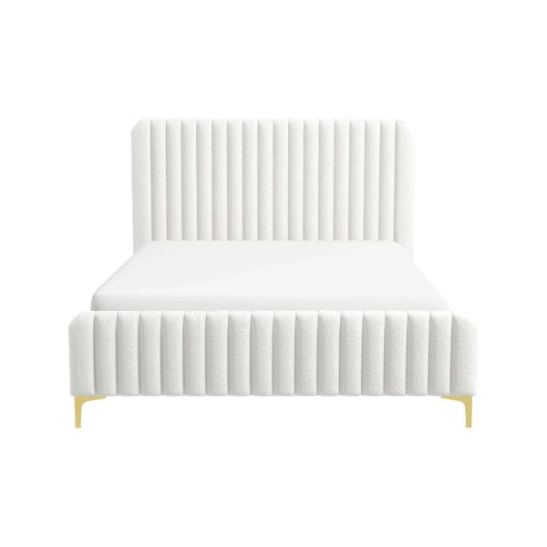 Valery Queen // King Size Cream Boucle Platform Bed