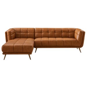 Addison Left Sectional Cognac Leather Sofa