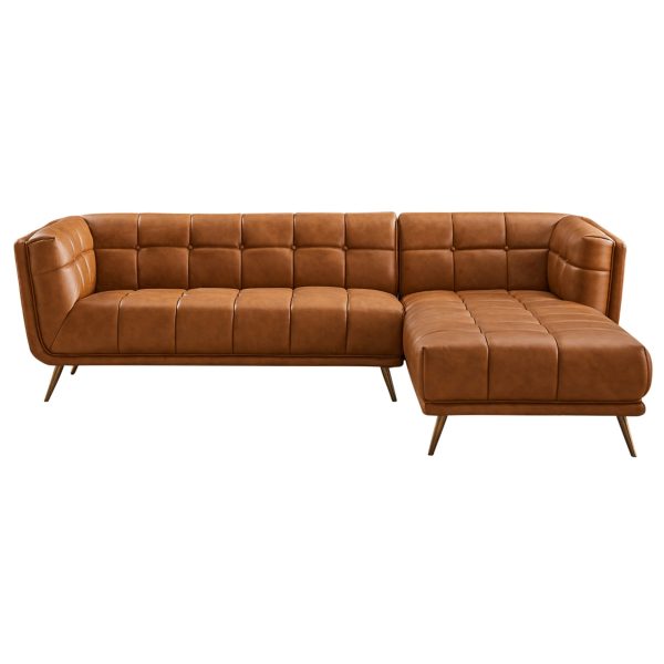 Addison Right Sectional Cognac Leather Sofa