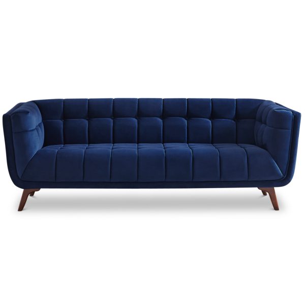 Addison Sofa (Large - Dark Blue Boucle with Metal Feet)