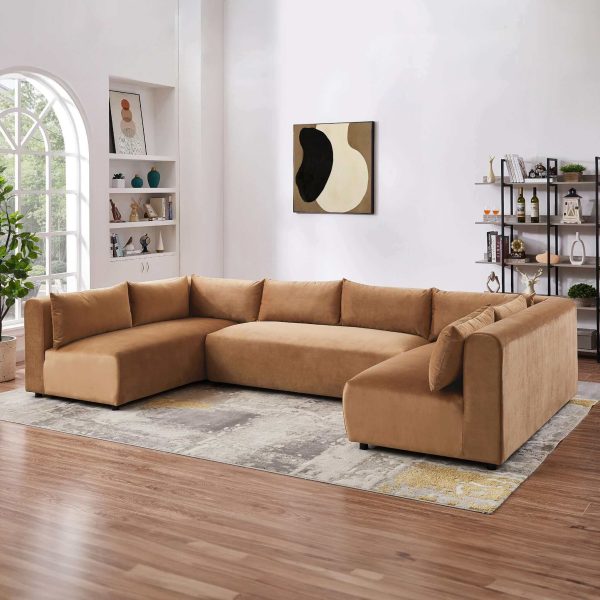 Aleny Cognac Velvet Modular Corner Sofa