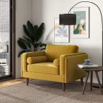 Amber Dark Yellow Velvet Lounge Chair