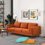 Amber Mid Century Modern Burnt Orange Luxury Modern Velvet Sofa