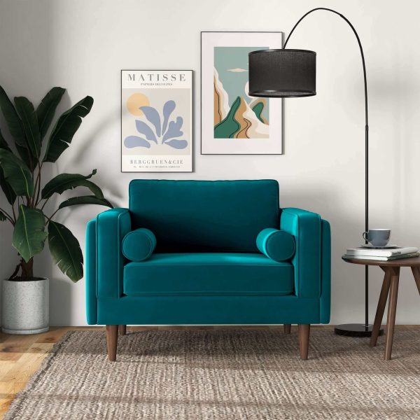 Amber Teal Velvet Lounge Chair