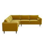 Amber Yellow Velvet Corner Sectional Sofa