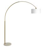 Ambient Arch Gold Brass Floor Lamp with Large Linen Shade