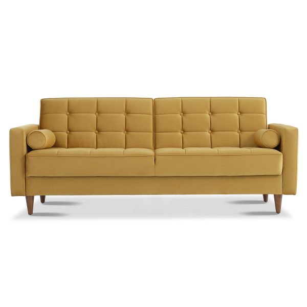 Benara Yellow Velvet Sleeper Sofa