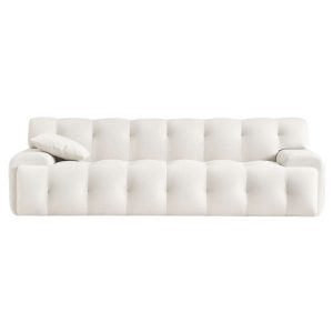 Brampton Mid Century 90 Inch Cream Velvet Sofa