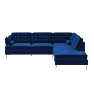 Brooke Dark Blue Sectional Sofa Right Facing