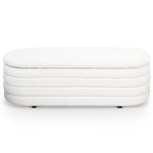 Cabana White Boucle Bench w/Storage