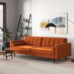 Casey Mid Century Modern Burnt Orange Velvet Sofa