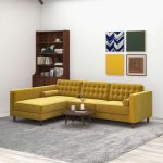 Christian  Dark Yellow Velvet Sectional Sofa Left Facing