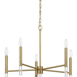 Courtyard Five Light Golden Brass Candle Light Chandelier 24"W × 17.75"H