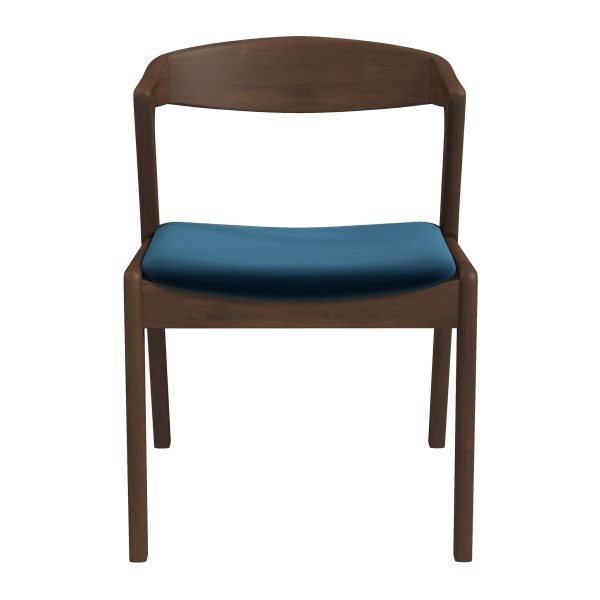 Dakota  Solid Wood Blue Velvet Dining Chair (Set Of 2)