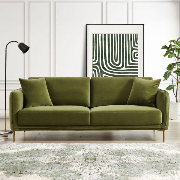 Danton Olive Green Velvet Sofa