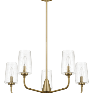 Dazzle Five Lights Chandelier With Clear Seeded Glass -Satin Brass