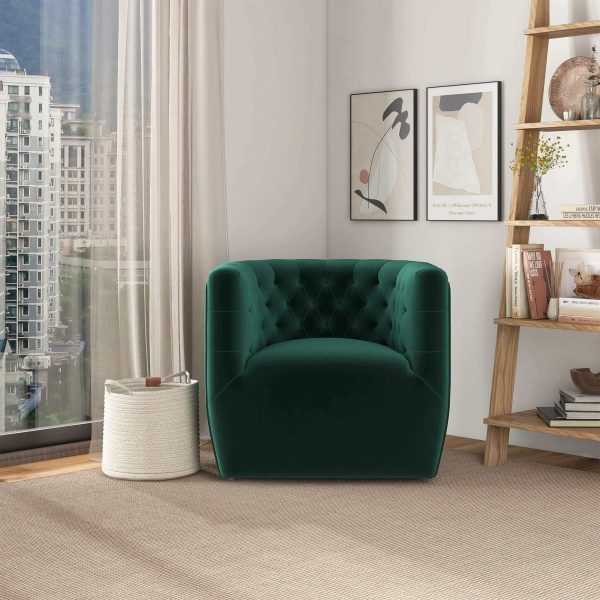 Delaney  Green Velvet Swivel Chair