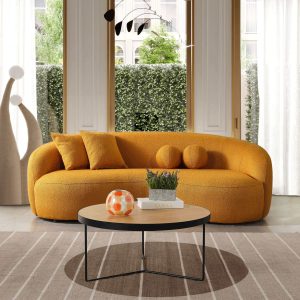 Drake Japandi Style Curvy Boucle Sofa