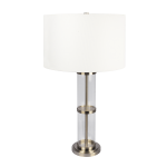 Echo Brushed Nickel Table Lamp with On/Off Switch Clear Glass Body  Metal Base