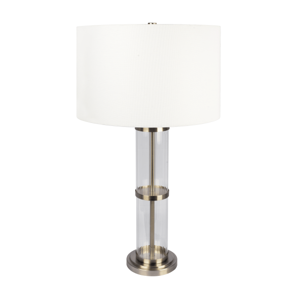 Echo Brushed Nickel Table Lamp with On/Off Switch Clear Glass Body  Metal Base