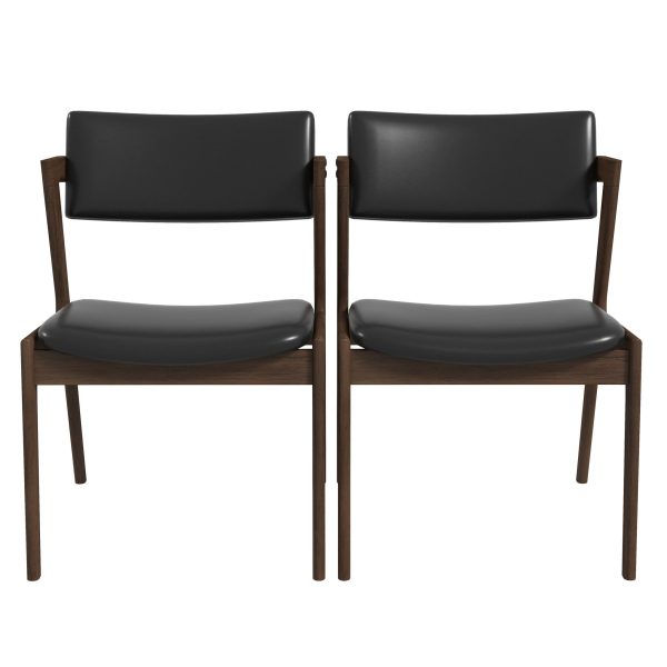 Edwin Mid Century Modern Black Vegan Leather Dining Chair (Set Of 2)