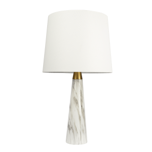 Enclave Hydro Black Table Lamp with On/Off Switch Faux Marble Base Fabric Shade