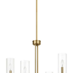 Enigma Four Lights Chandelier With Clear Ribbed Glass -Satin Brass