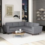 Erman  Pillow Back Corner Sofa In Dark Gray