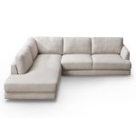 Glander Cream Linen Sectional Sofa Left Facing