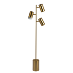 Harmony Brassed Gold Floor Lamp with Rotary Switch Triple Spots Metal Block Base