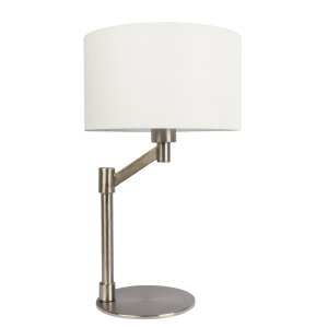 Horizon Brushed Nickel Table Lamp with On/Off Switch Curved Metal Base Linen Shade