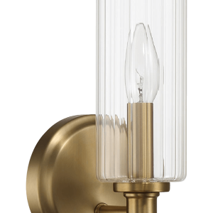 Jardin Single Light Wall Sconce With Clear Ribbed Glass - Satin Brass