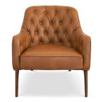 Joshua  Tufted Tan Leather Lounge Chair