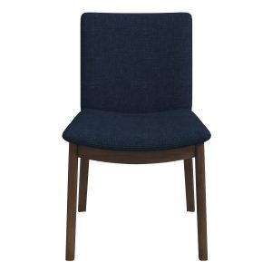 Laura  Blue Linen Solid Wood Dining Chair (Set Of 2)