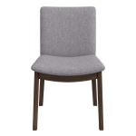 Laura  Light Grey Linen Solid Wood Dining Chair (Set Of 2)