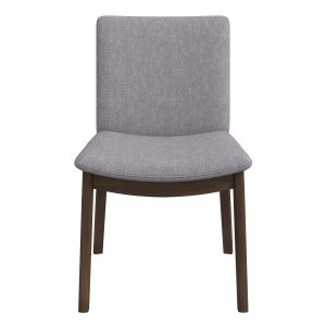 Laura  Light Grey Linen Solid Wood Dining Chair (Set Of 2)