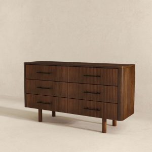 Logan Mid Century Modern Walnut Dresser With 6 Drawers