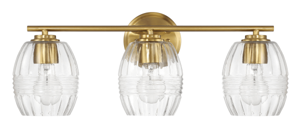 Luster Three Lights Vanity With Clear Glass for Bathrooms above Mirror  Wall Lamp - Satin Brass