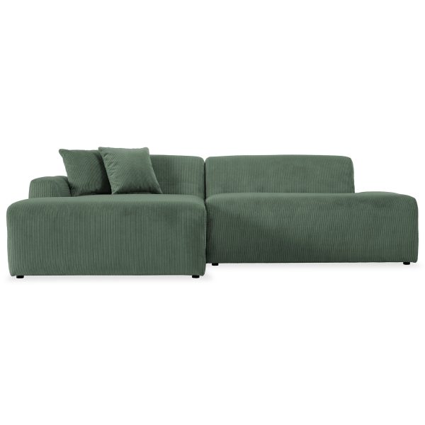 Mar Sectional Green Corduroy Sofa (Left Facing)