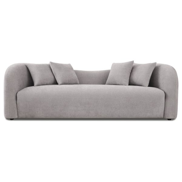 Mason Mid Century Modern Luxury Tight Back Curvy Grey Boucle Couch