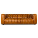 Maverik Genuine Cognac Leather Couch