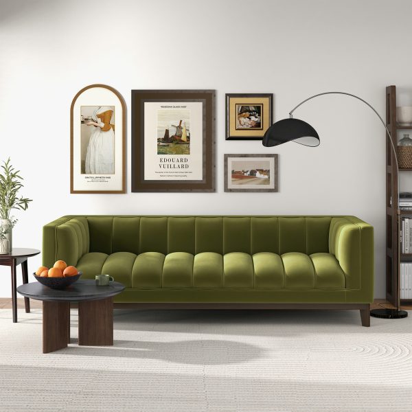 Melissa Mid-Century Green Velvet Modern Sofa