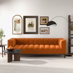 Melissa Mid-Century Orange Velvet Modern Sofa