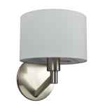 Nebula Brushed Nickel Base Wall Lamp with Rotary Switch White Fabric Shade