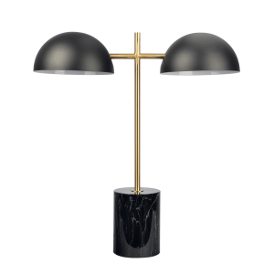 Nova Hydro Black Table Lamp with On/Off Switch Double Lamp with Faux Marble Base