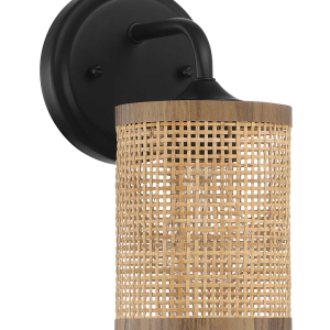 Reef Single Lights Wall Sconce With Natural Rattan Shade Rustic Wicker Wall Light