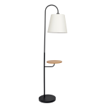 Seoul Black Floor Lamp with Rotary Switch Wood Table Metal Base